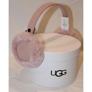 NIB UGG WOMEN'S GIRLS‎ SUEDE SHEARLING EAR MUFFS PINK OSFA NIB